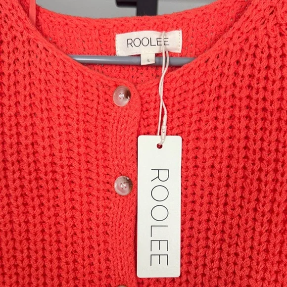 ROOLEE Vibrant Red Sleeveless Knit Vest - L - Picture 2 of 3
